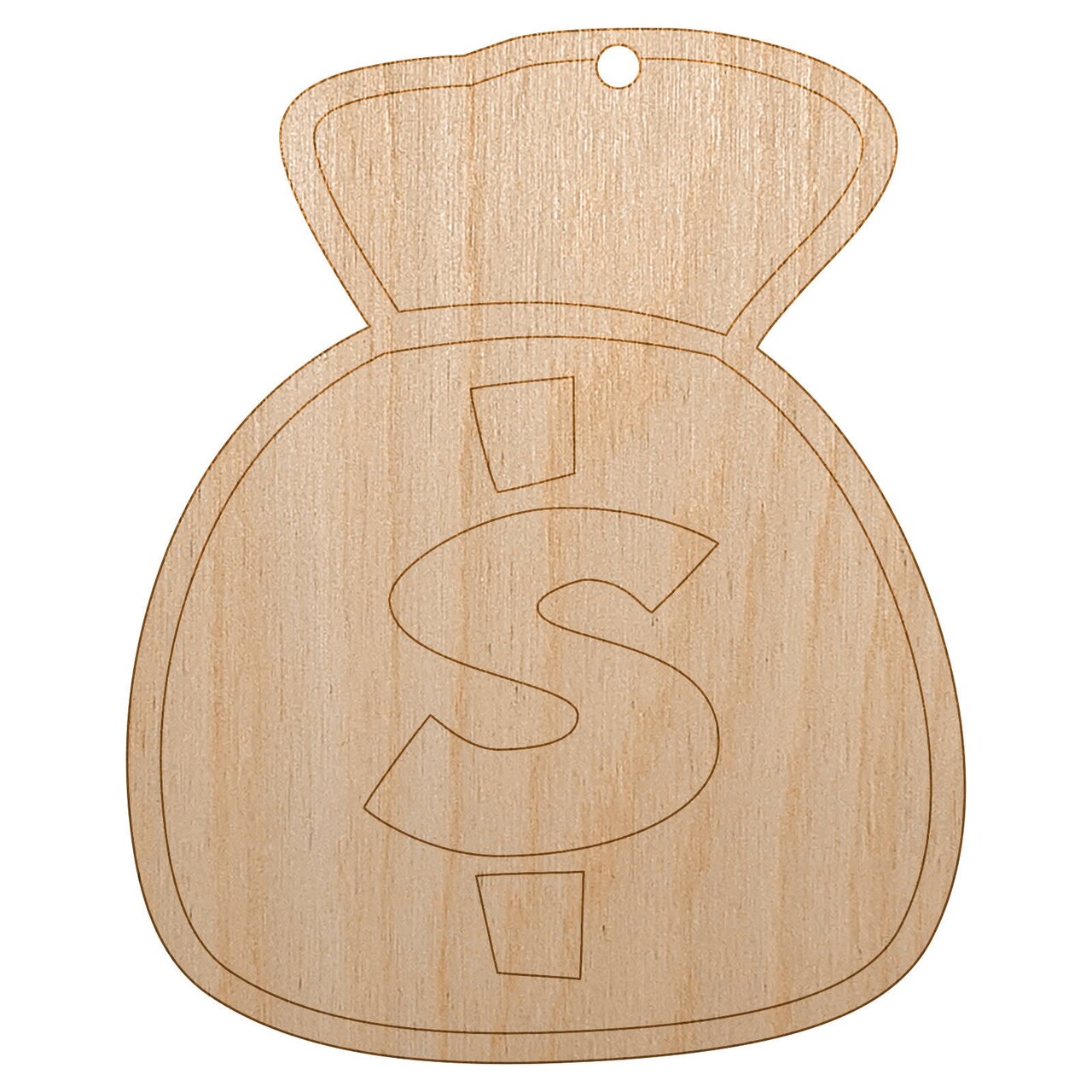 Bag of Money Unfinished Craft Wood Holiday Christmas Tree DIY Pre-Drilled Ornament